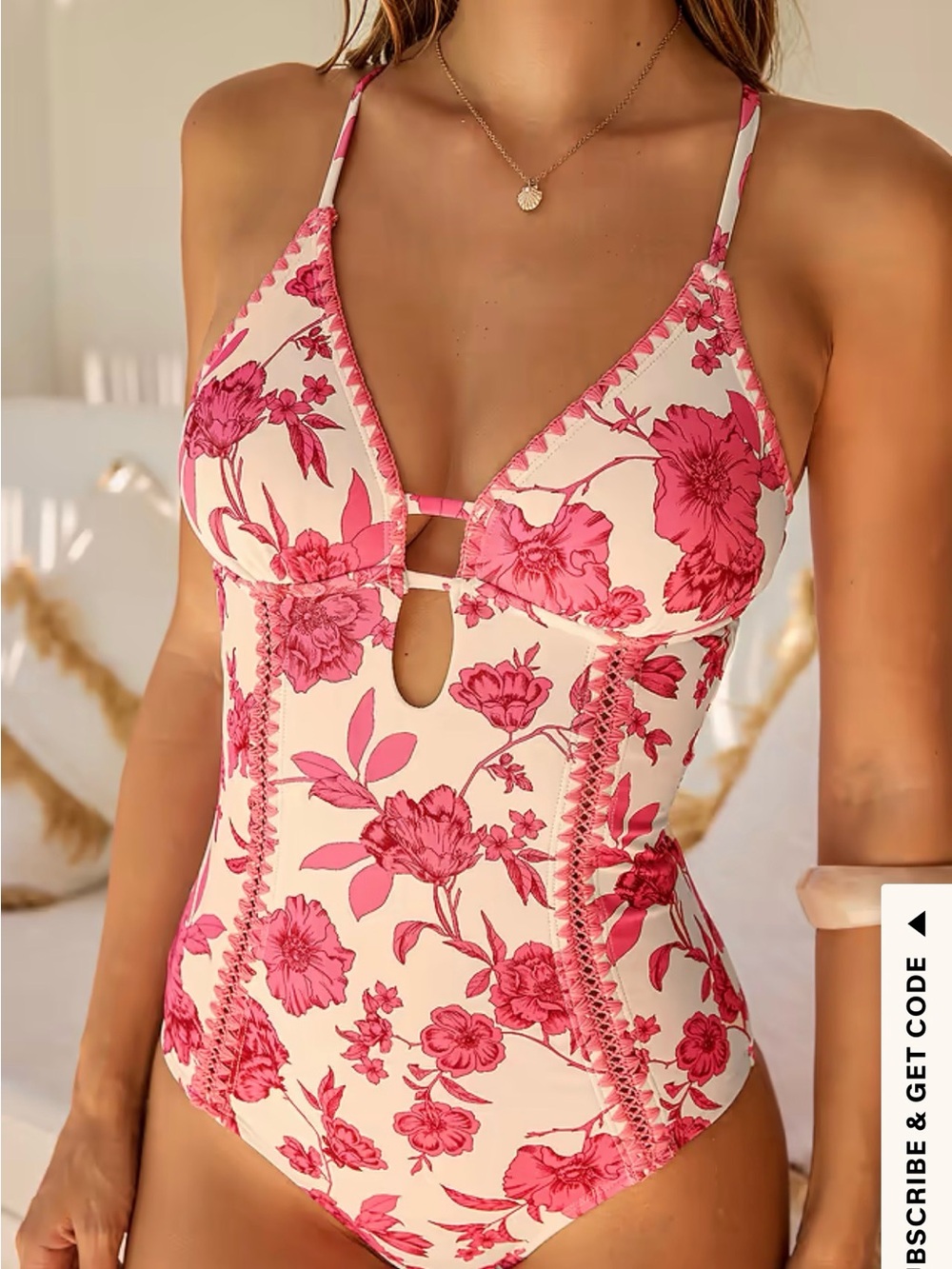 Cupshe Pink Floral One-Piece Swimsuit - Picture 2 of 12